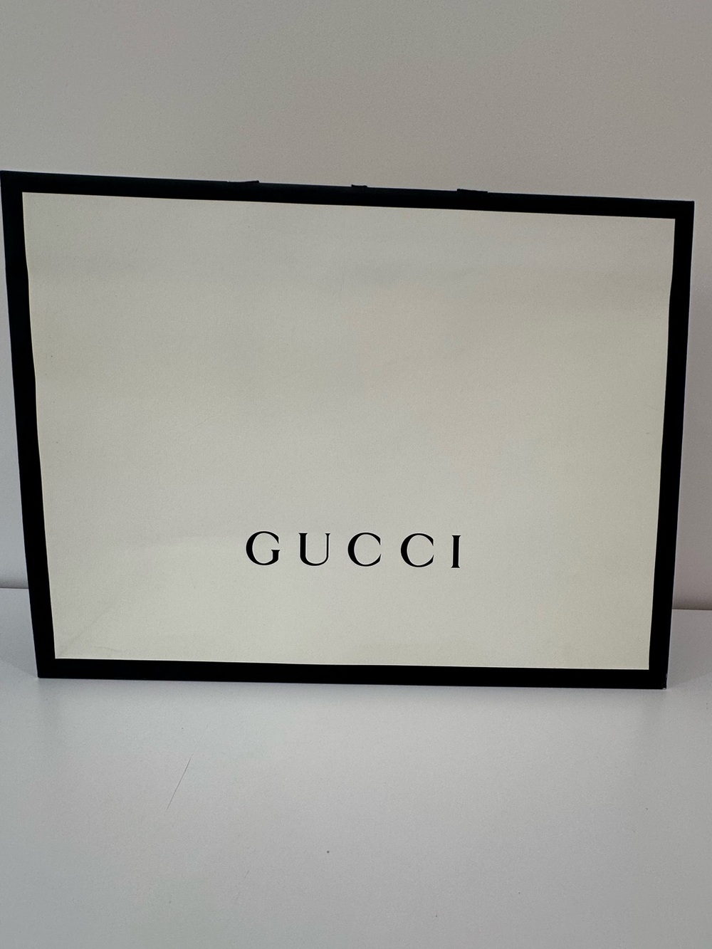 Gucci White, Black Shopping Paper Bag | 18.75x14x6.75 inches